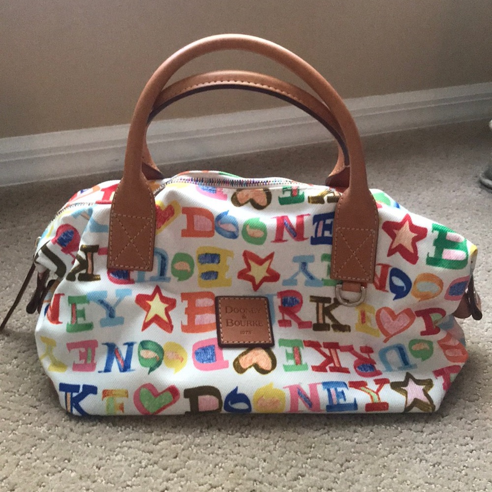 Dooney and Burke multicolored/white canvas purse!